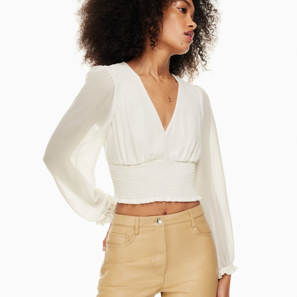 Aritzia Wilfred Sz 2XL Wistful White Feminine Romantic Boho Blouse